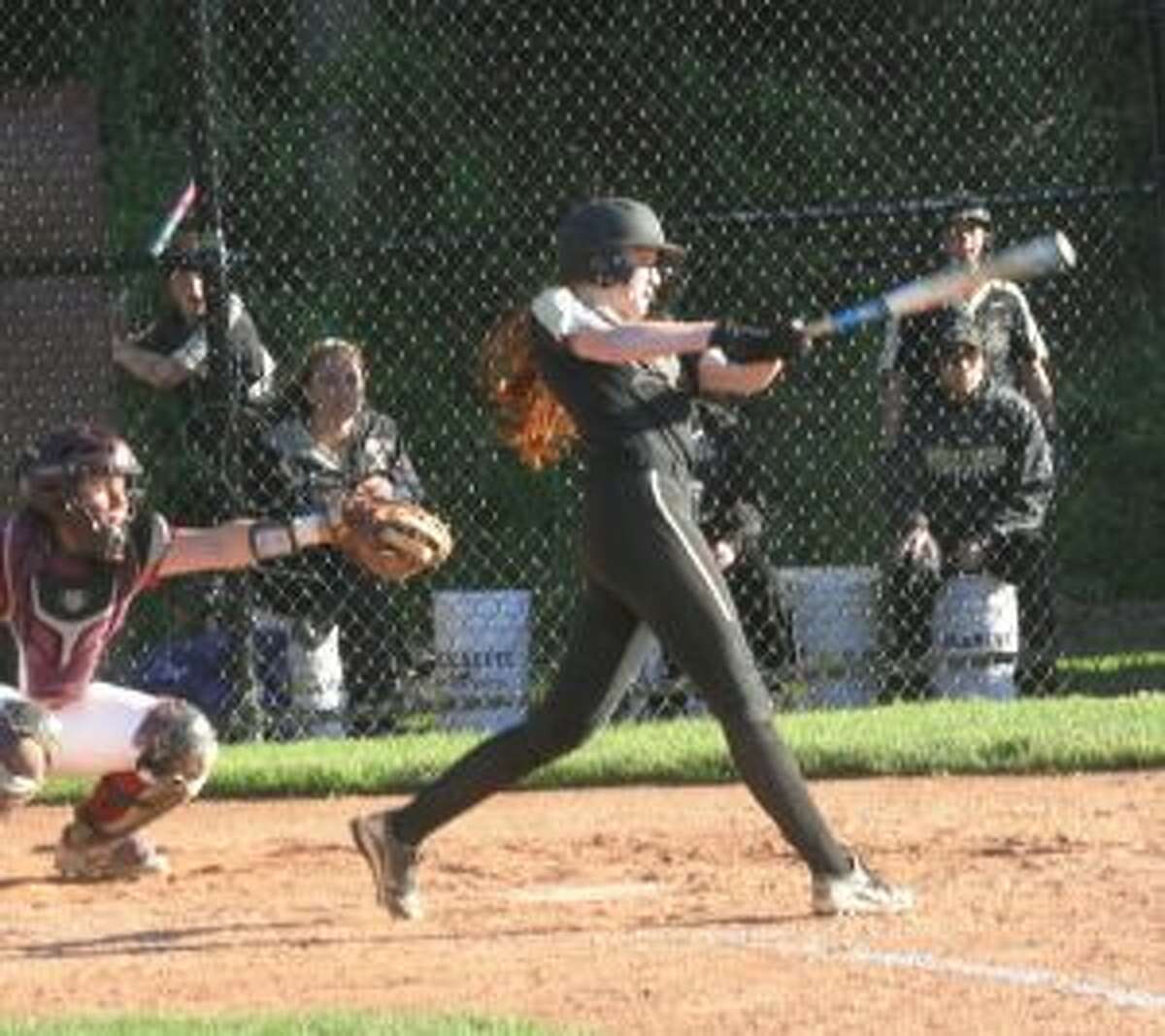 Taylor Brown was one of three Trumbull High seniors who knocked in runs for the Lady Eagles. — Bill Bloxsom photo