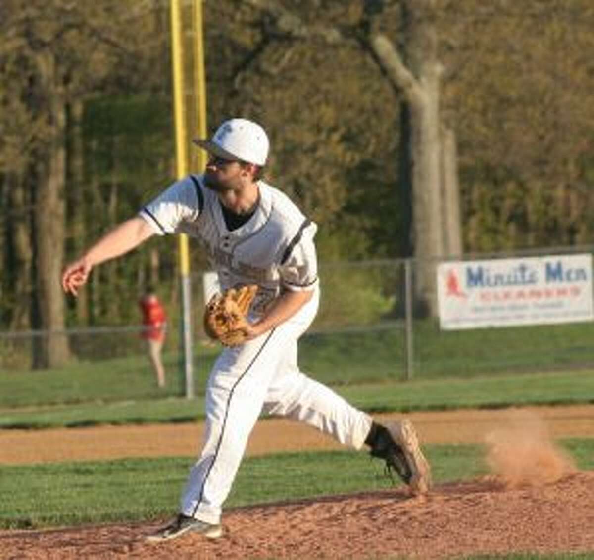 Andrew Lojko tossed a two-hit shutout when Trumbull High defeated Wilton High 1-0. - Bill Bloxsom photo