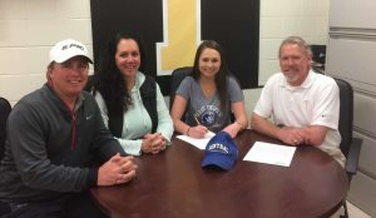 Alexa Brown was joined by her parents Bobby and Jami Brown and Trumbull golf coach Andrew Durfee when she signed to play collegiately at Central Connecticut State University.