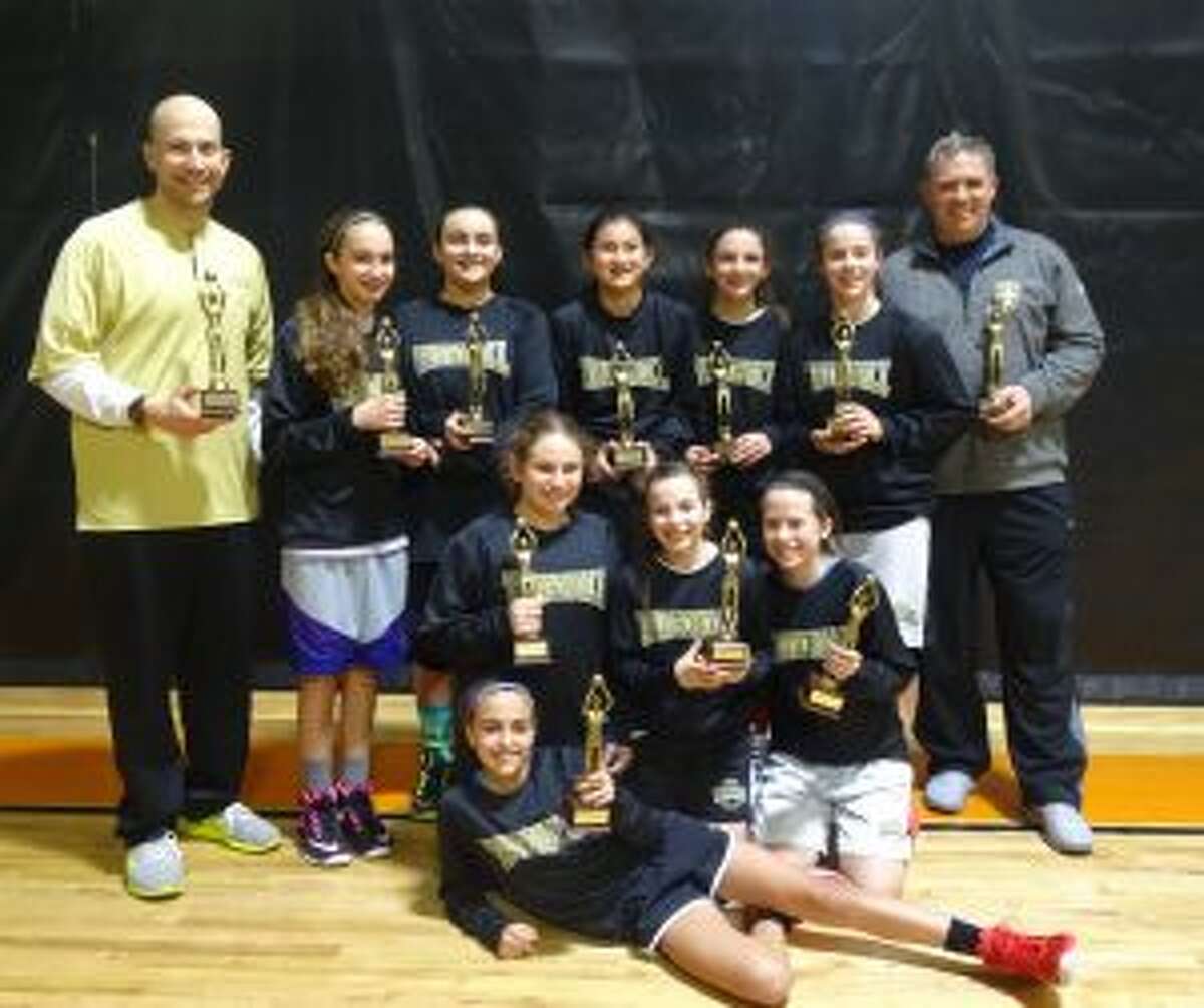 Team members (front row) are: Olivia Cunha; (second row) Sheridan Oberhand, Maura Carbone and Shea Hanna; (third row) head coach Al Carbone, Deanna Jacobi, Lianna Weaver, Kendall Reilly, Emma Turiano, Grace Trotta and assistant coach Greg Trotta.
