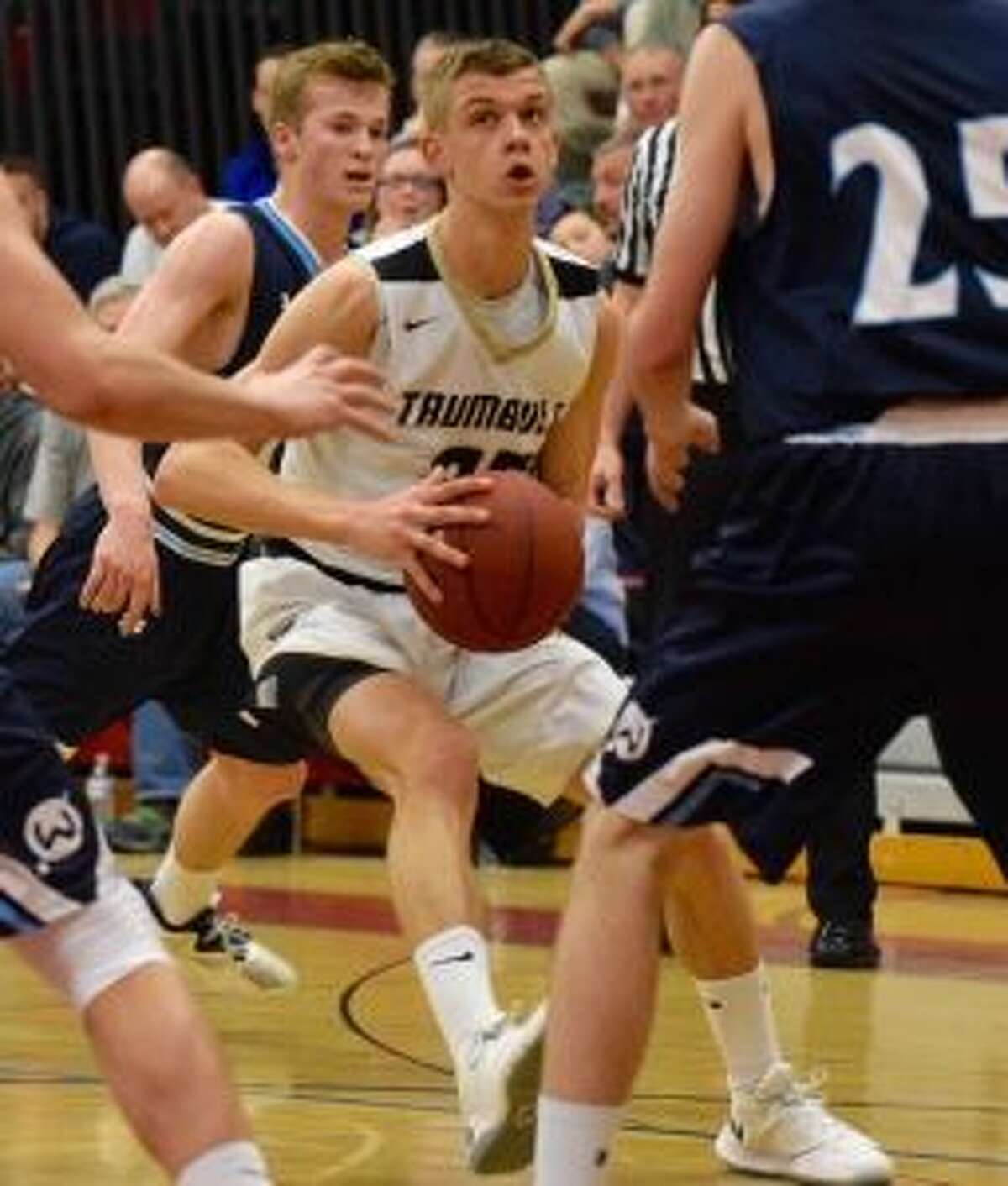 J.J. Pfohl scored 13 of his 20 points looking to spark Trumbull in the fourth quarter. — Dave Stewart photo