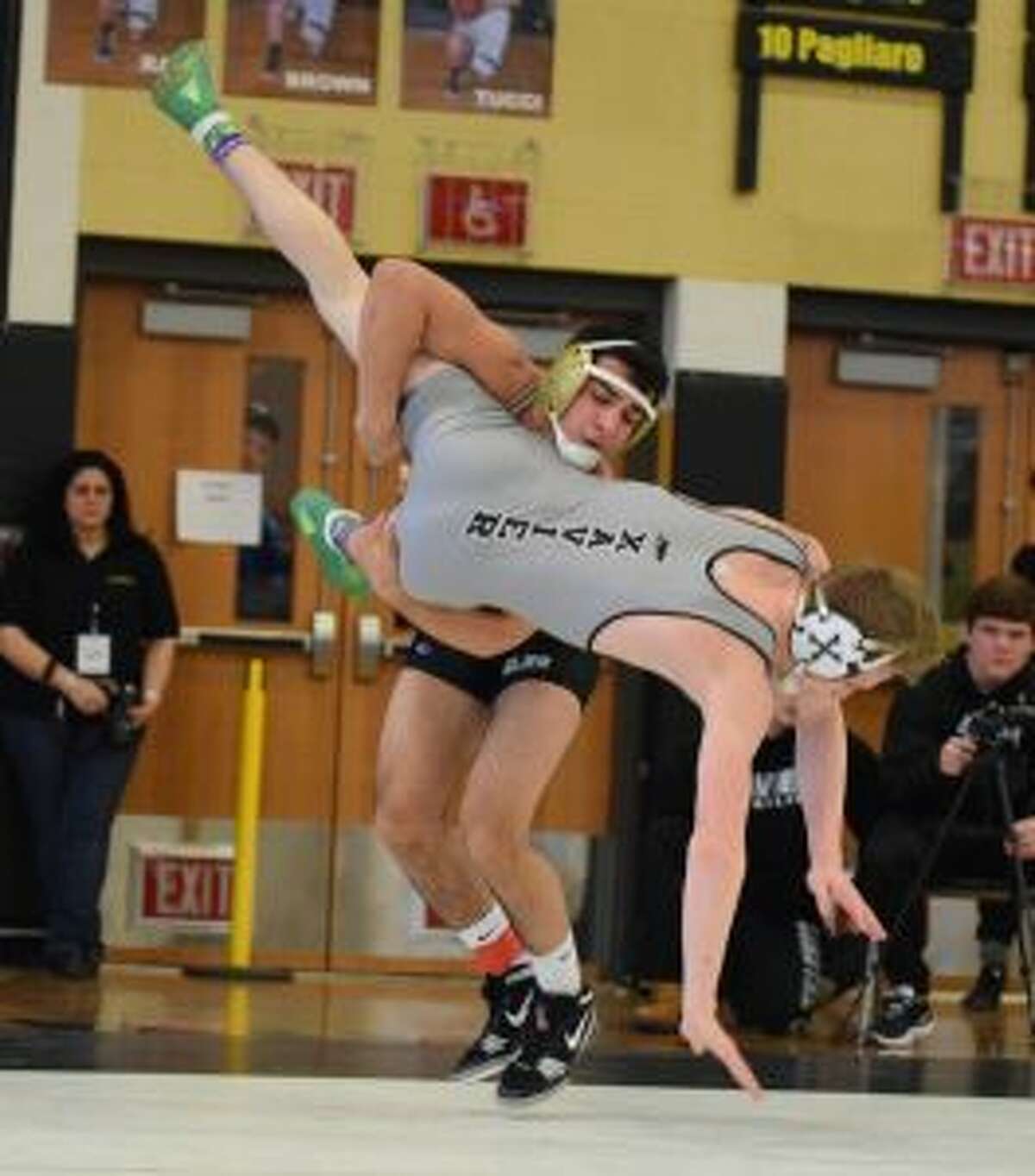 Michael Mirmina gets a takedown in his Class LL semifinal win. - Dee Sollenberger