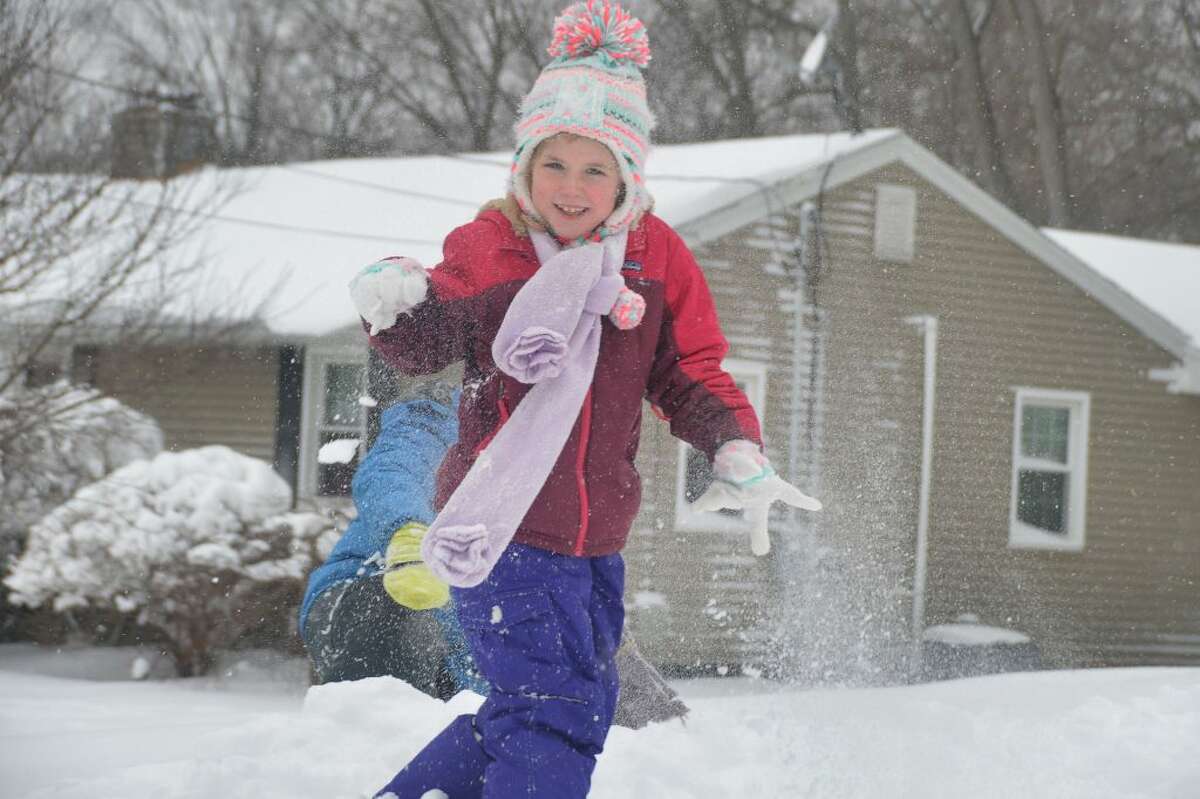 7 yr old Maura & 10 yr old brother Aidan Brunt play in the snow!