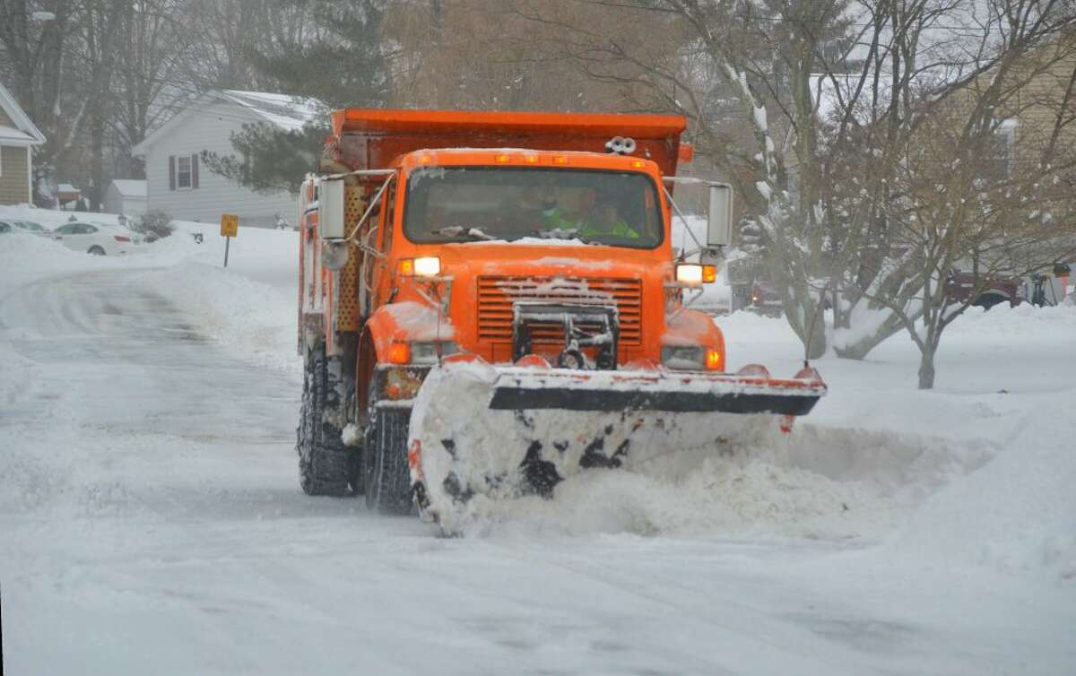 Snowplow on Coloney Rd Trumbull CT