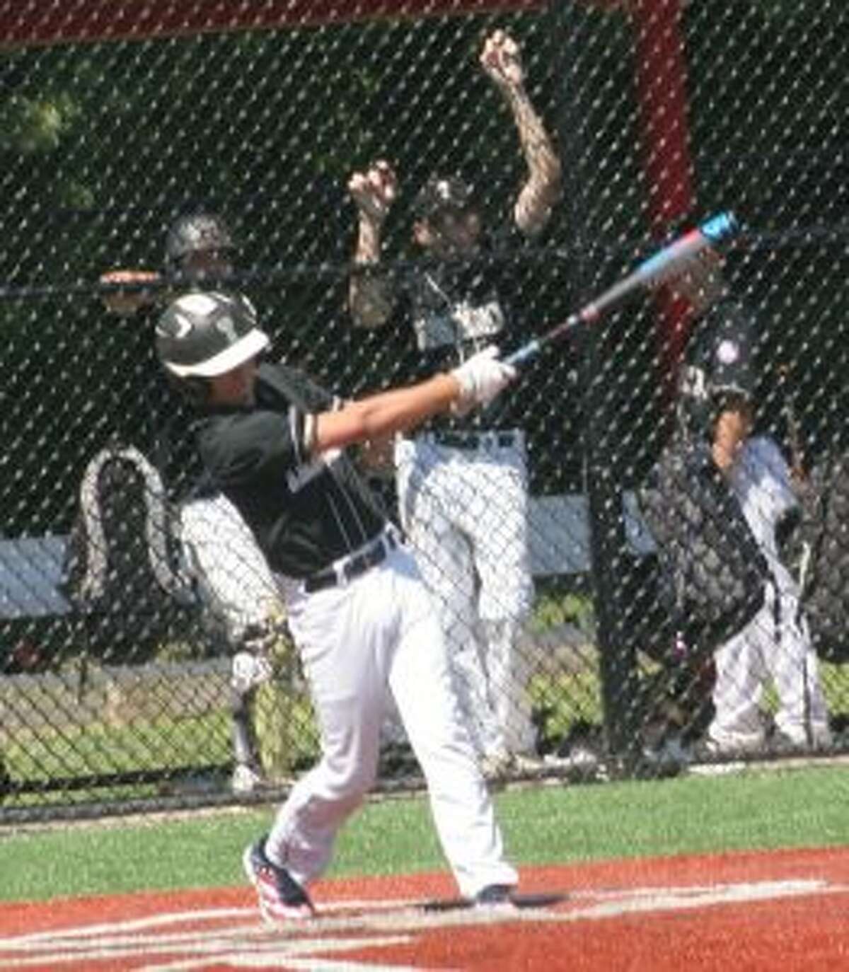 Justin Delaney had one of Trumbull's seven hits against Plymouth (Mass.). — Bill Bloxsom photo