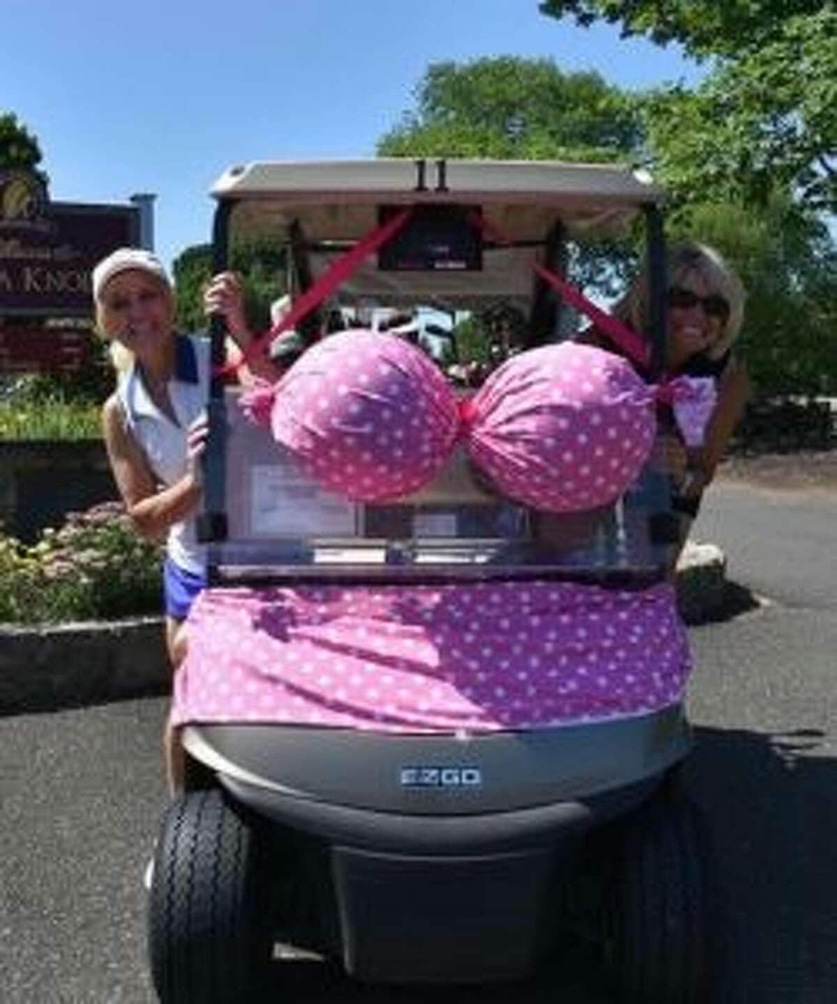 Ellen Fox from Oxford and Jeanmarie Montabana from Trumbull won the prize for best decorated golf cart.