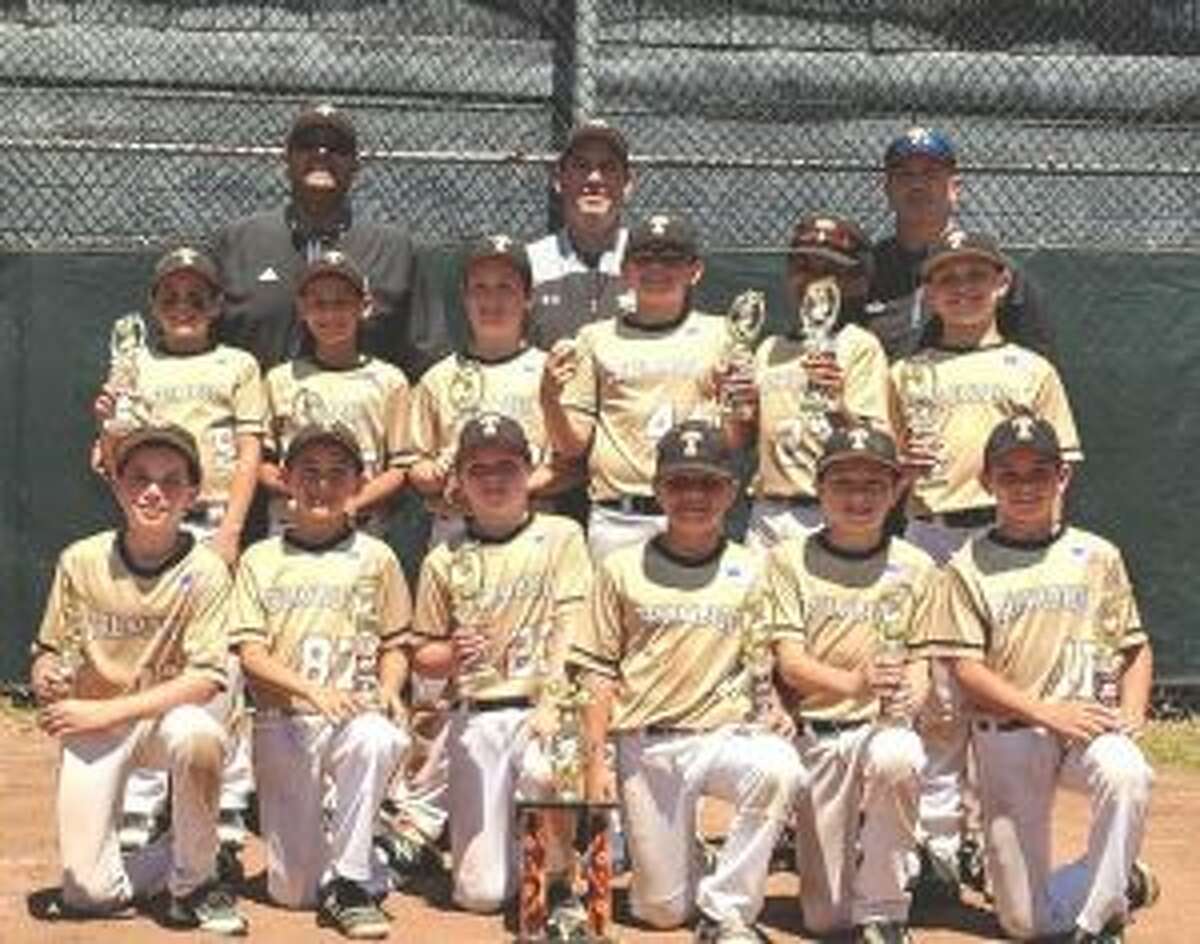 Trumbull Travel 10U Black team members (front row) are: Pictured are Josh Green, Trevor Schuelke, Colin Natlo, Giovanni Albaladejo, Sean Haight and Jack Buck; (second row) Ayden Magliocco, Andrew Valentino, Owen Burke, Garrett Wood, Kaelon Commodore and Vinny Lombardo; (third row) coach Angelo Magliocco, manager Keith Lojko and coach Bill Natlo.
