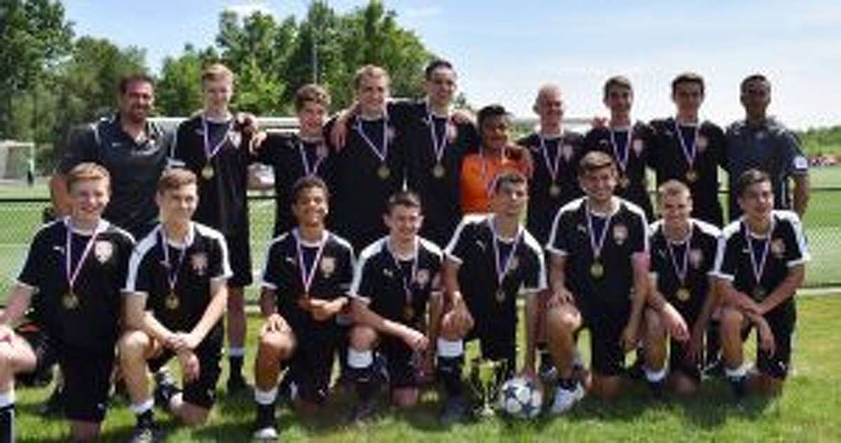 Team members (front row) are: Paul Blanco, Tucker David, Jordan Klicin, Anthony Russo, Nicholas Andrade, Vincent Mallozzi, Jack Neary and Justin Sanzo; (second row) coach Ralph Mallozzi, Nicholas Turco, Phillip Platek III, John Recker, Zachary Prindle, Isaac Garcia, Justin Horvath, Tiago Frazao, Bryant Recker and coach Ilario Sanzo. Missing from photo is coach Fred Turco.