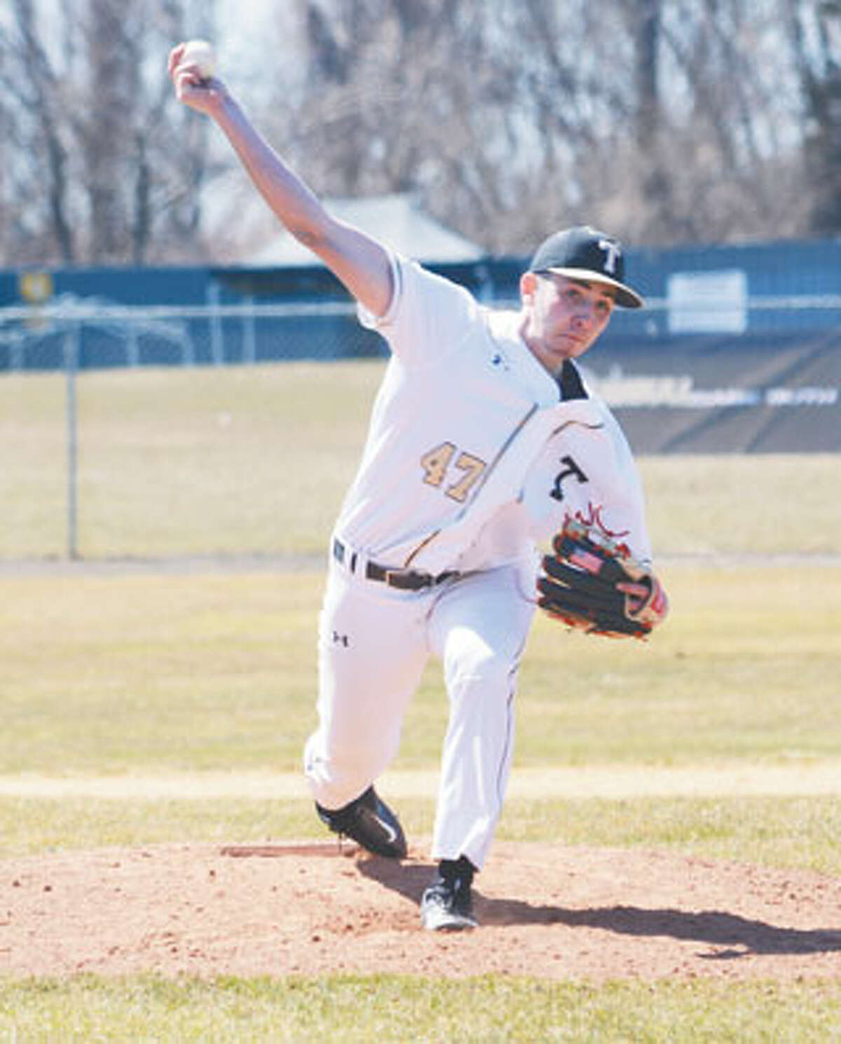 Trumbull's Ben Fero pitched a no-hitter in the FCIAC quarterfinals on Monday, but the Eagles fell to Darien 1-0 on an unearned run.