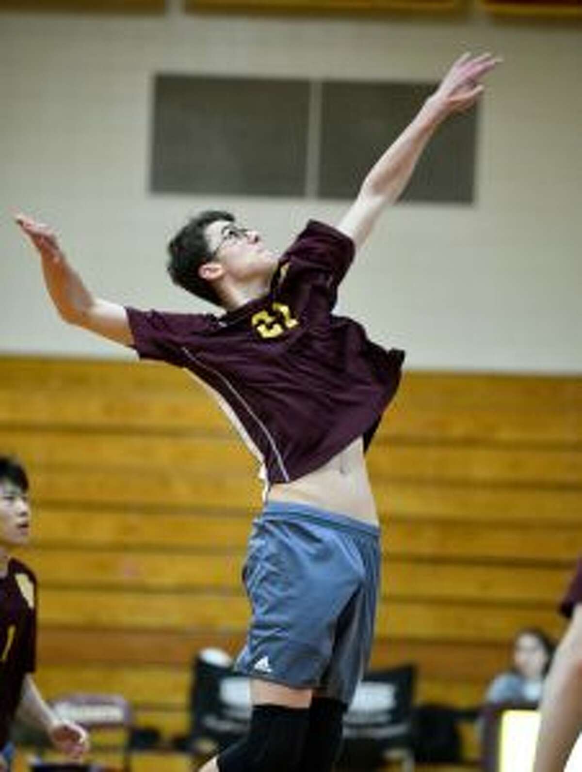 St. Joseph's Ian Argento delivers a spike. - David G. Whitham photo