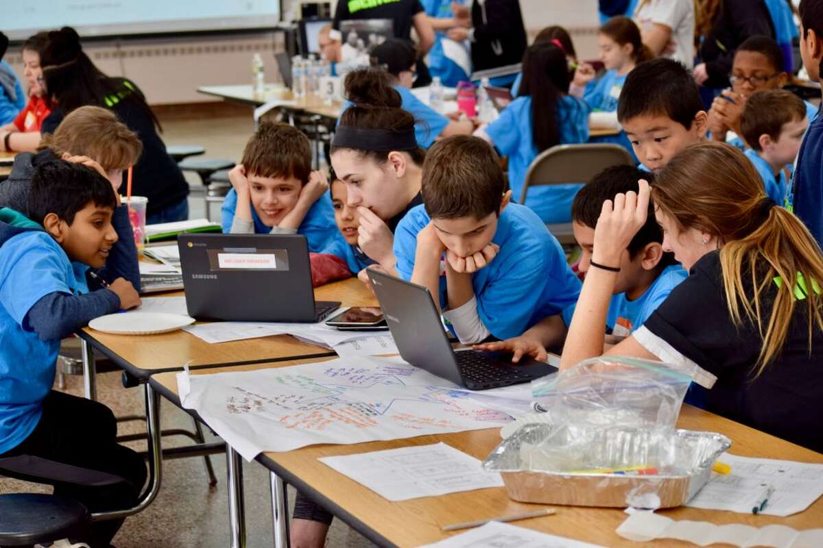 Trumbull students in grades 4-8 from all six elementary schools and both middle schools attended the hackathon for social good at Madison Middle School.