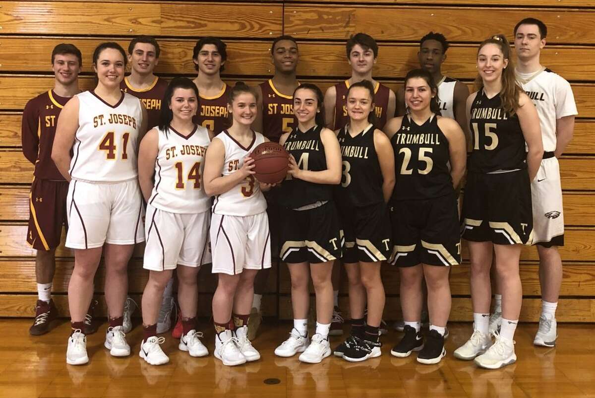 Emma Elrod, Kaitlin Capobianco, Kathryn Zito, Kelly O'Leary, Meghan Lesko, Gianna Ghitsa and Krystina Schueler; (second row) Ace Luzietti, Dan Tobin, Stephen Paolini, Kyren Jones, Brendan Kade, Timmond Williams and Evan Gutowski will lead their teams on to the hardwood at Fairfield University.