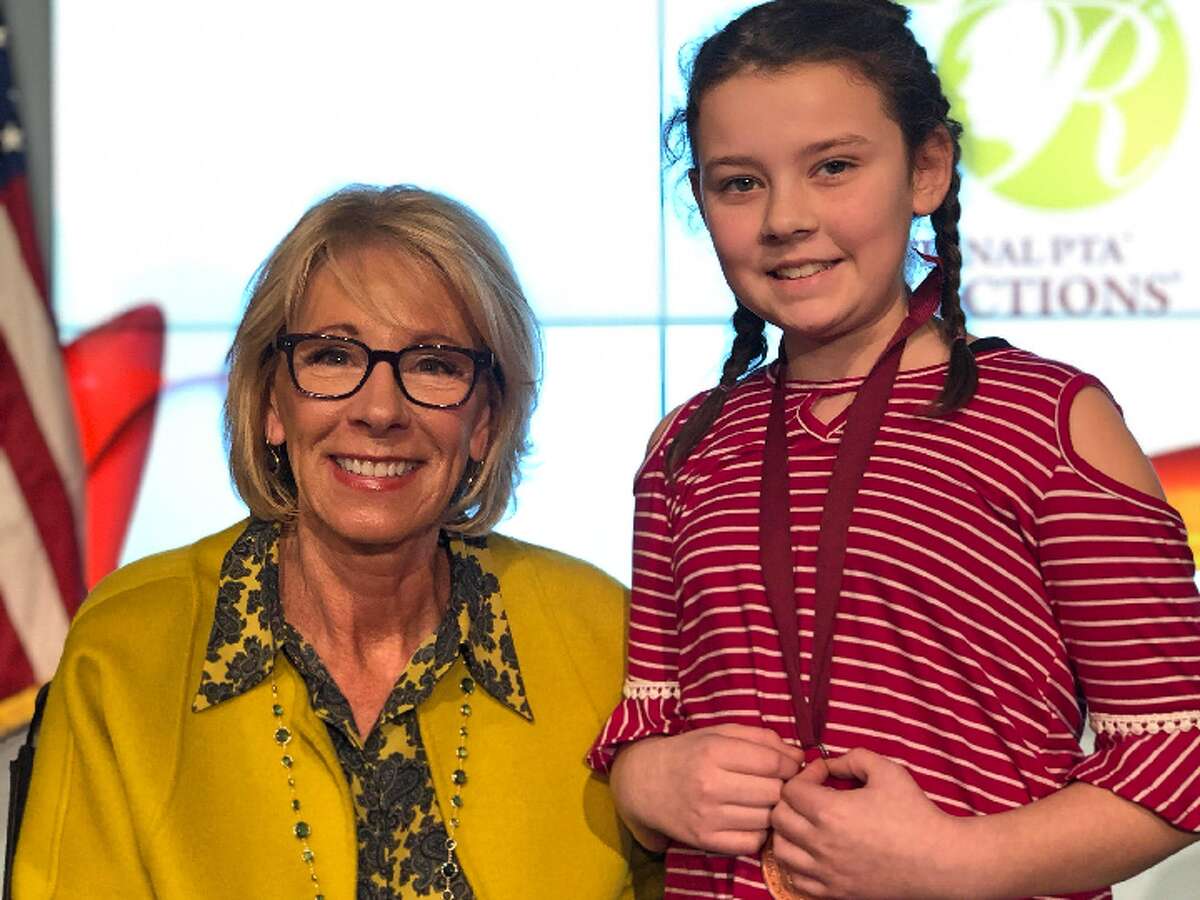 Hillcrest student Danika Curtin was recently honored for her writing at a U.S. Department of Education event, where she got to meet Education Secretary Betsy DeVos. — Submitted