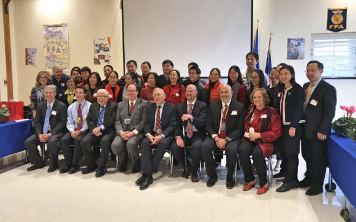 A group of 24 educators from China recently visited Trumbull to meet with local school officials and sit in on classes. — Submitted photo