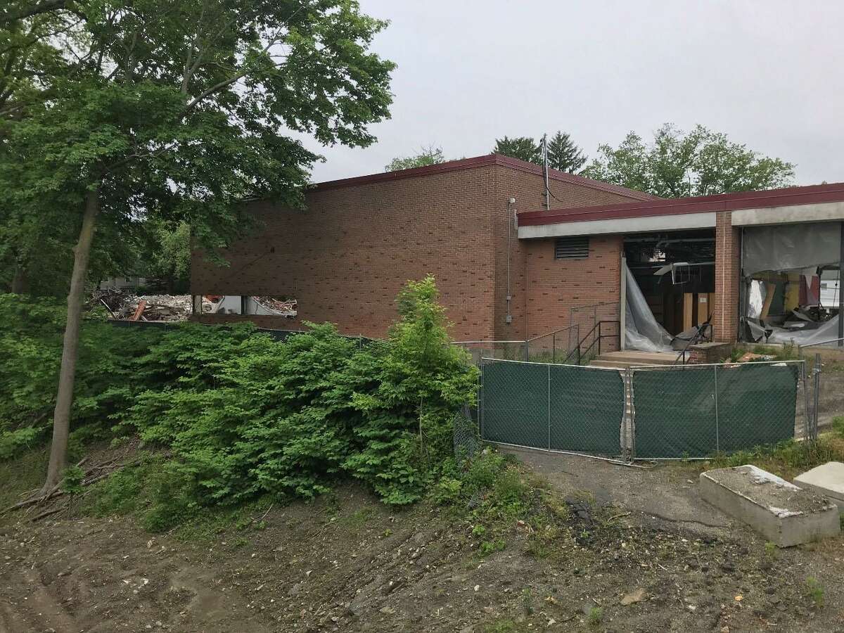 Demolition of the old New Lebanon School continues as the last day of school approaches.
