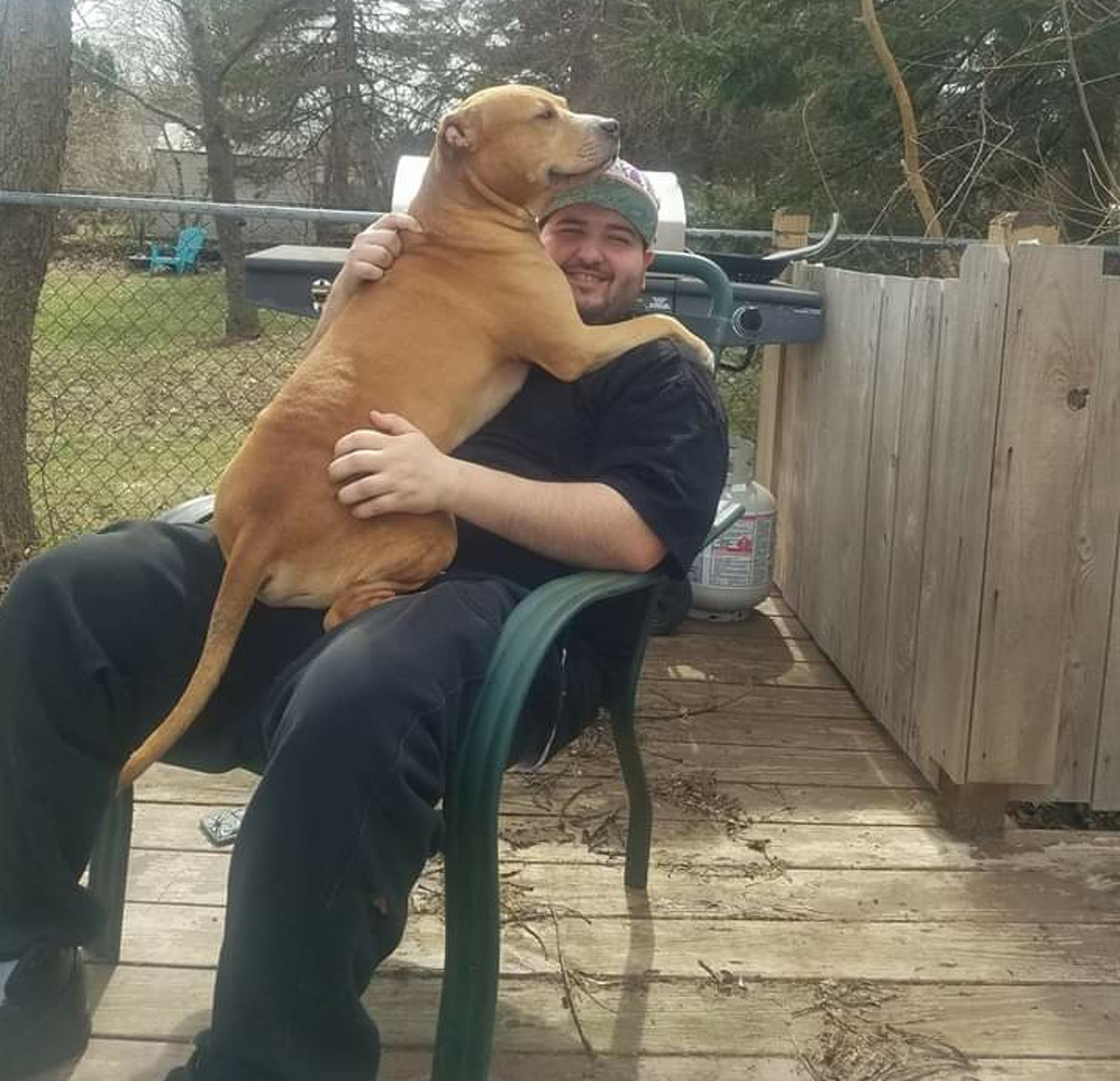 Salvatore DiNovo in an undated photograph with one of the two dogs he owns that Schenectady police said attacked his niece at their home on Clayton Road in Schenectady.