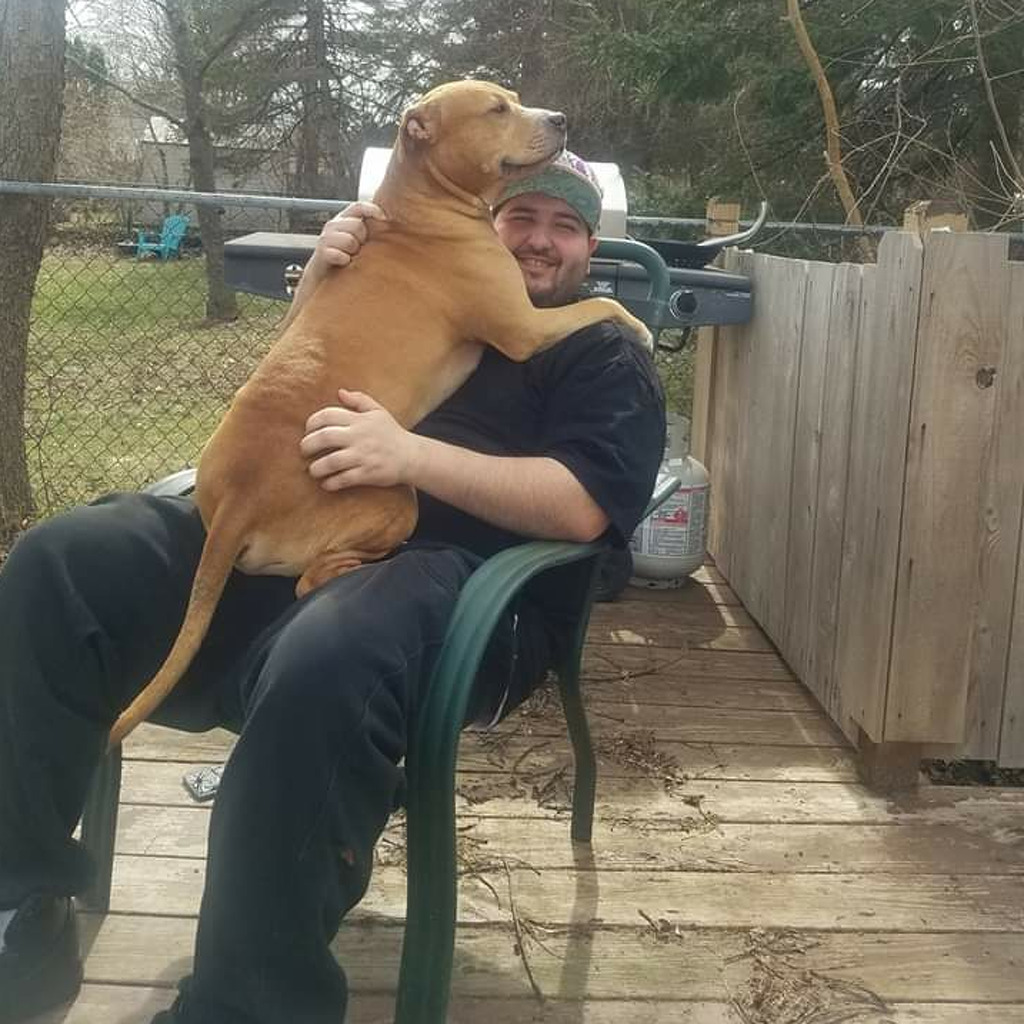 <p>Salvatore DiNovo in an undated photograph with one of the two dogs he owns that Schenectady police said attacked his niece at their home on Clayton Road in Schenectady. DiNovo said the animals are gentle.</p>