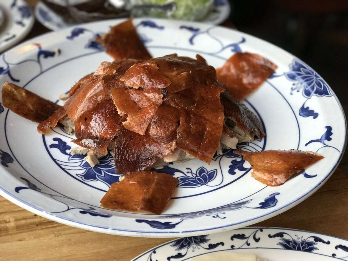 The peking duck from Great China in Berkeley. Click on the slideshow ahead to see what restaurants local chefs take their out of town guests >>>