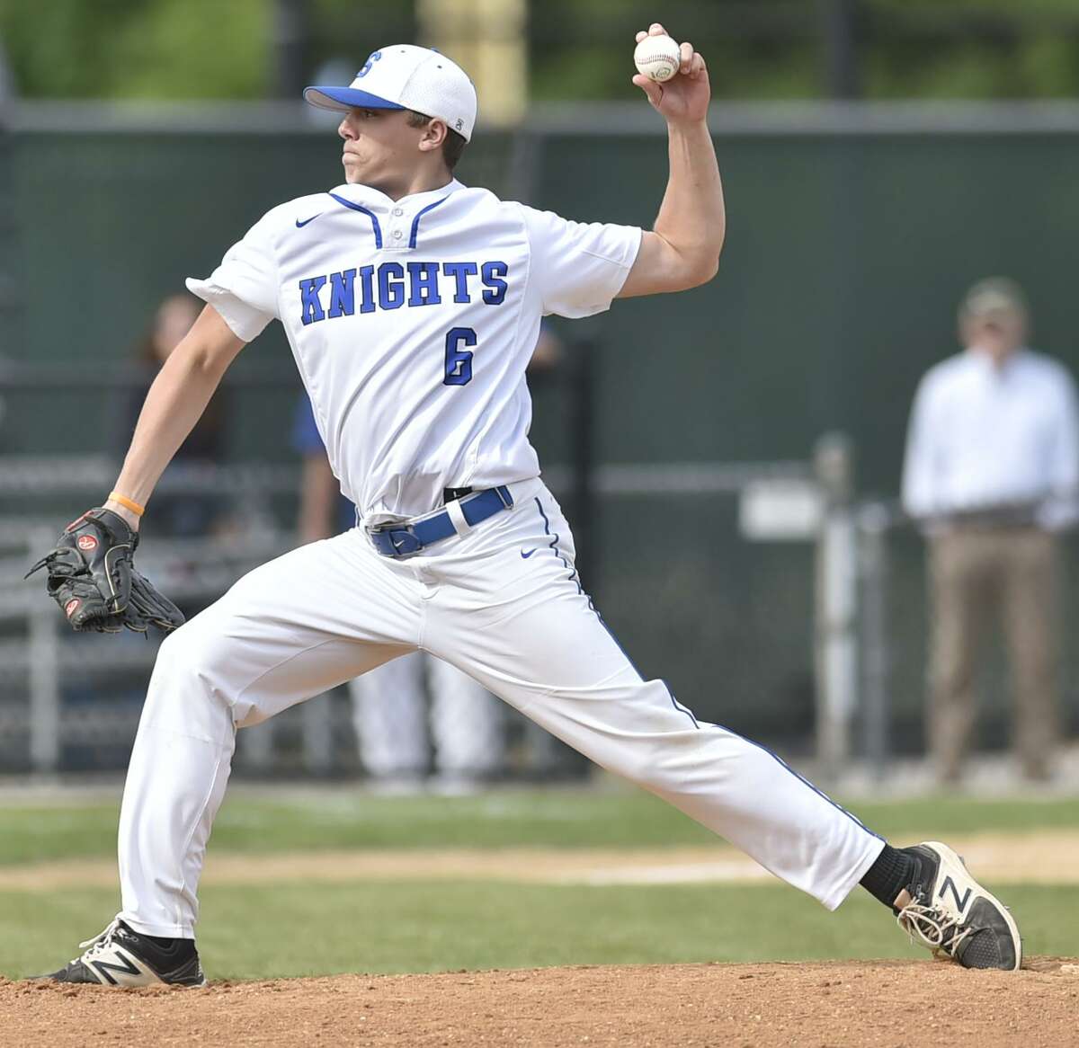 Waterbury, Connecticut - Tuesday, June 3, 2019: Amity H.S. vs. Southington H.S. during the CIAC Class LL 2019 State Baseball Tournament Semifinals Tuesday at the Municipal Stadium in Waterbury. Southington H.S. defeated Amity H.S. 3-2.