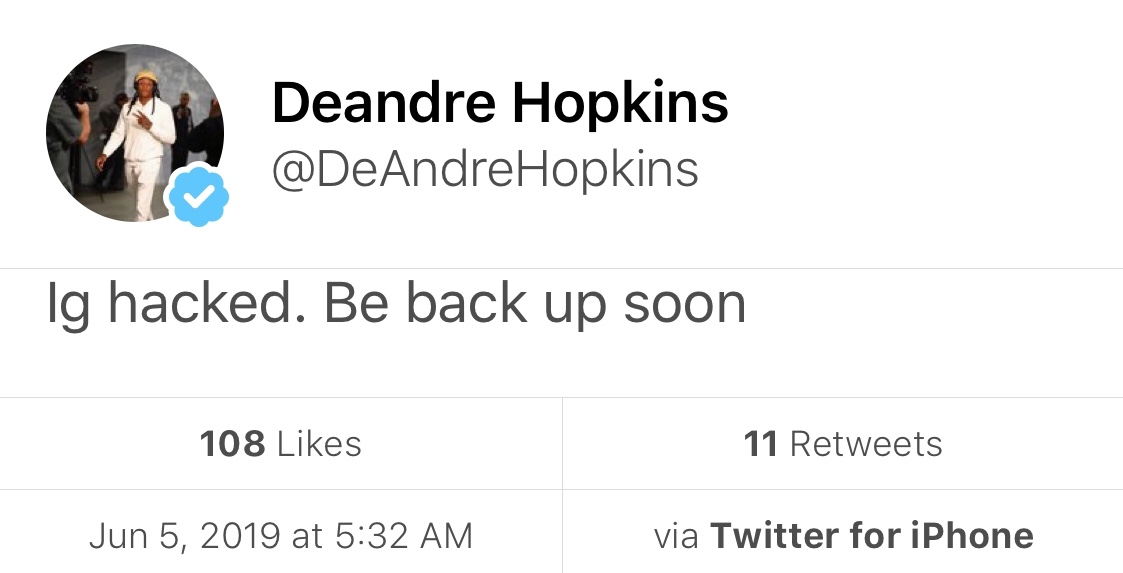 Someone Hacked DeAndre Hopkins' Instagram and Uploaded Photos of