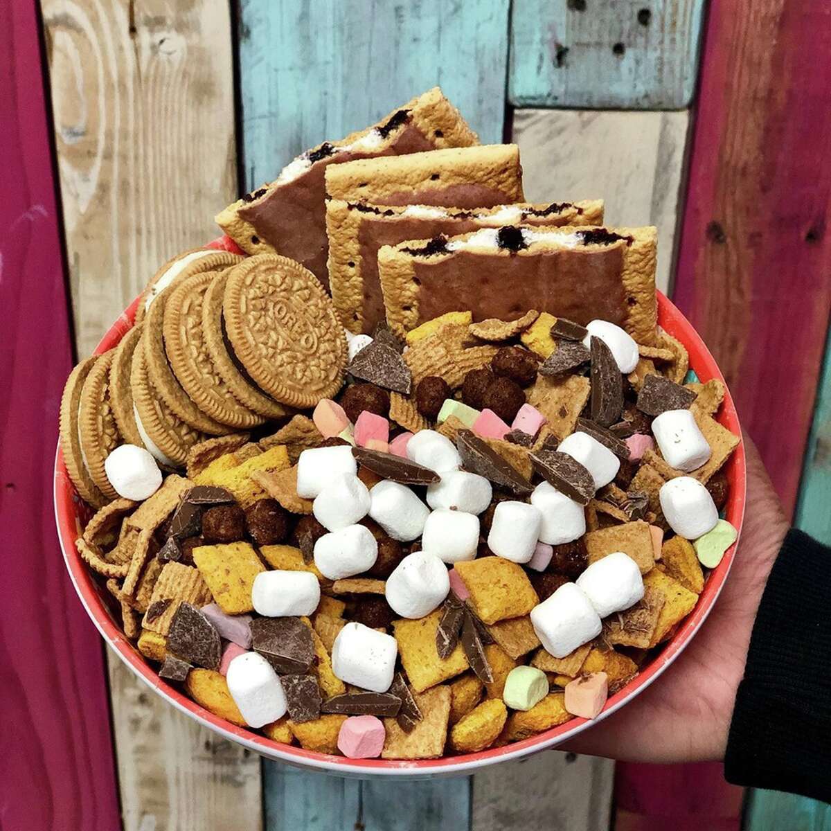Customers will be able to build their own bowls and choose different sizes, toppings and milk options, or they can order from the menu which includes: The Campfire (pictured), Strawberry Shortcake, Horchata, Coffee Lovers and Cookie Monster bowls.