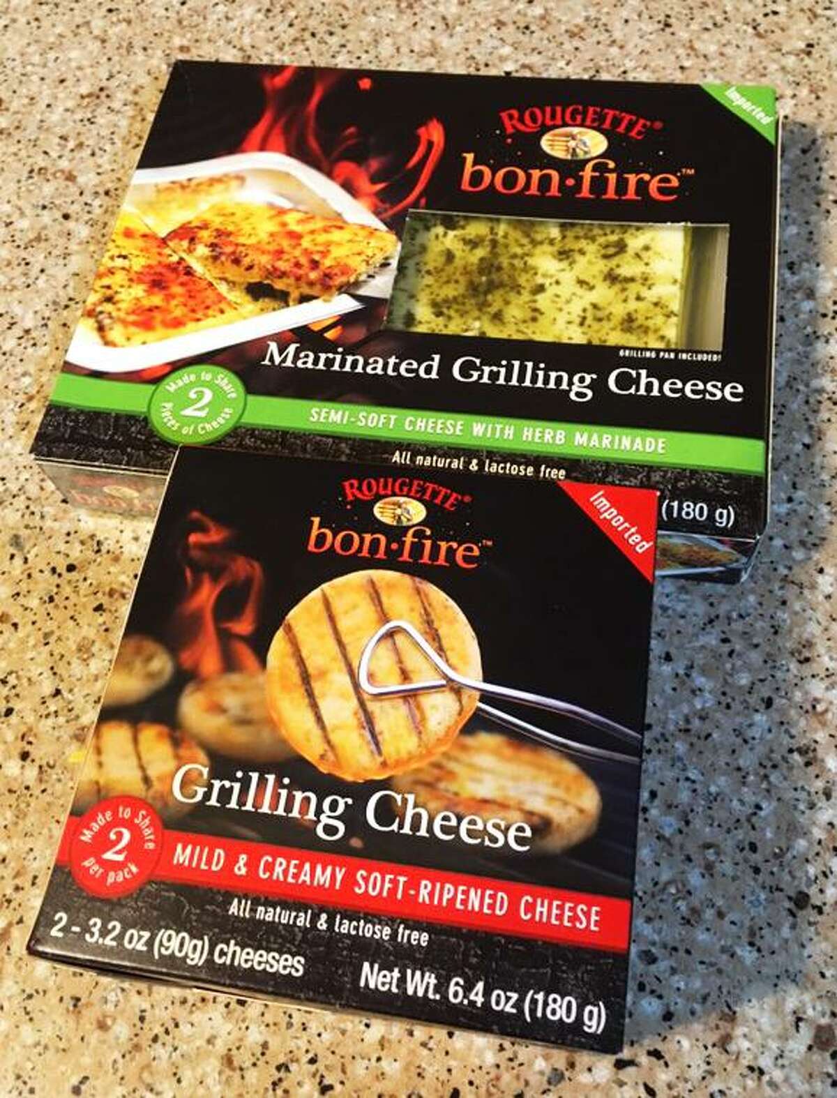 An assortment of Rougette Bonfire grilling cheeses, which are available at area H-E-B stores for $7.98 per package.