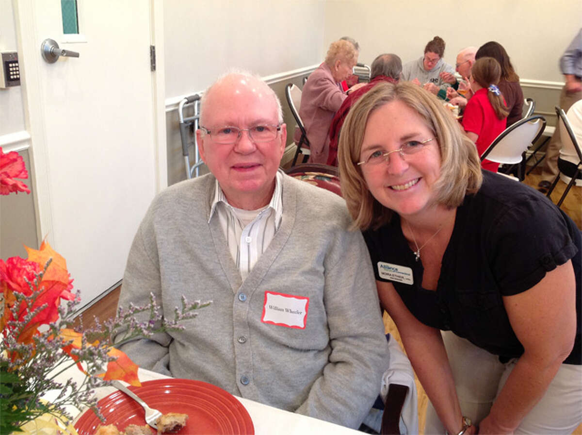 Former Bishop Wicke rehab patient William Wheeler with Rehabilitation Services Director Moira Ethier.