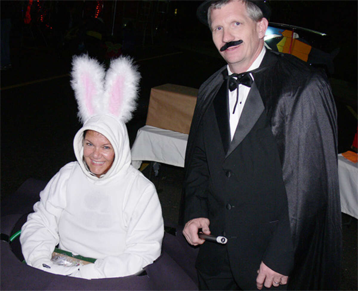 Visitors got to see “Amazing Dave” Miller pull a rabbit (his wife Maria) out of a large hat during the event. This is the fourth year the Shelton couple has entertained children at the trick-or-trunk.