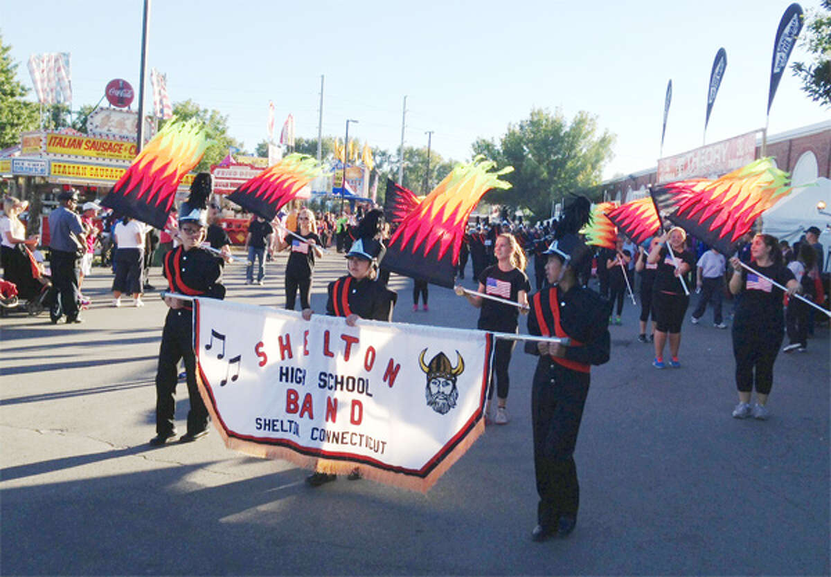 The Shelton High School color guard at the Big E for Connecticut Day.