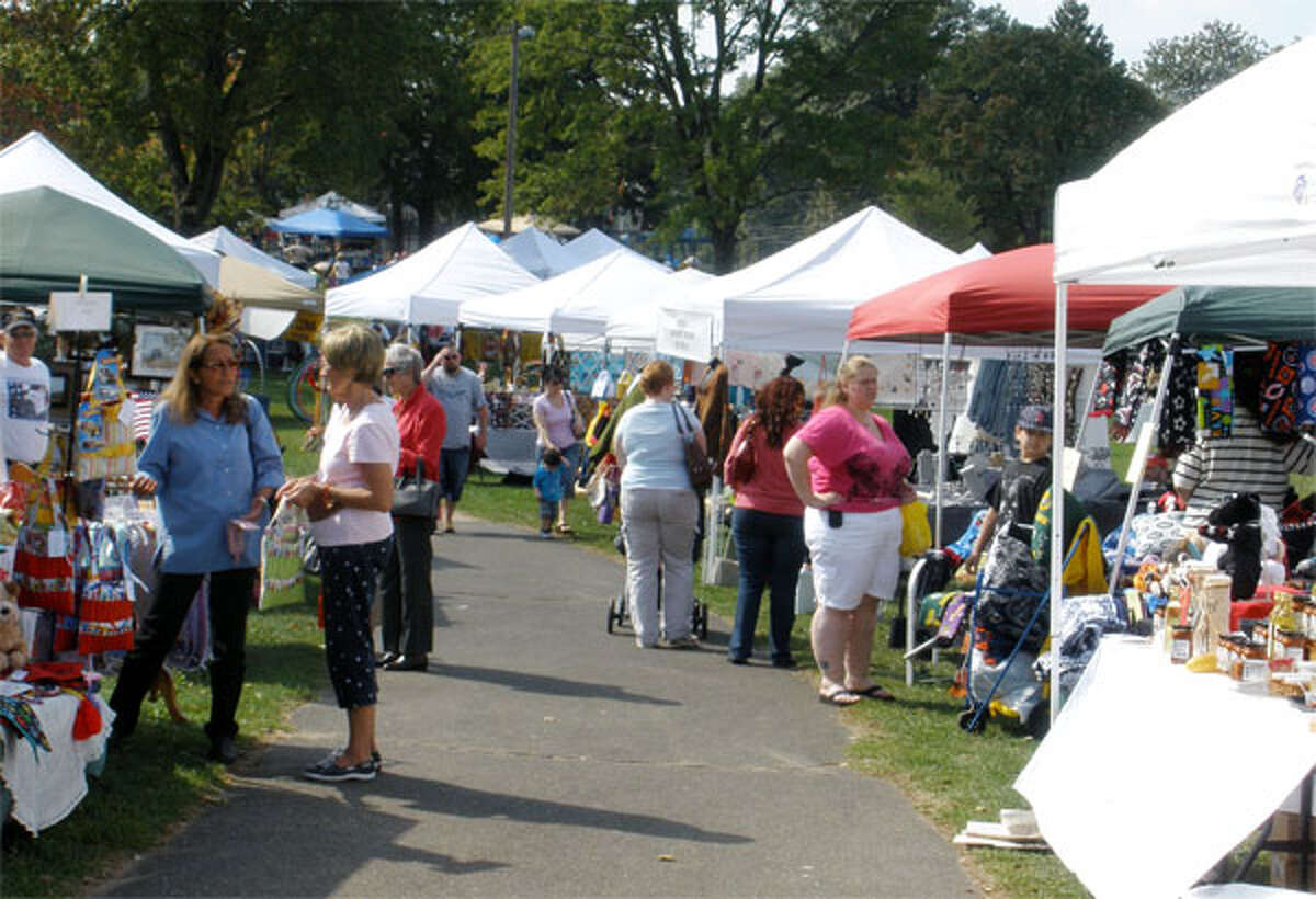 People check out the crafts and other items at a past Church of Good Shepherd Fall Fair in Shelton.