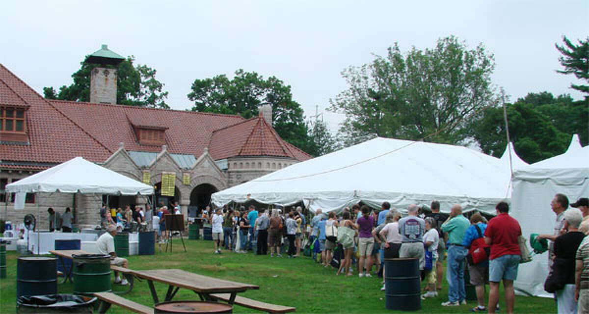 The crowd gathers on opening day at a past Pequot Library book sale.