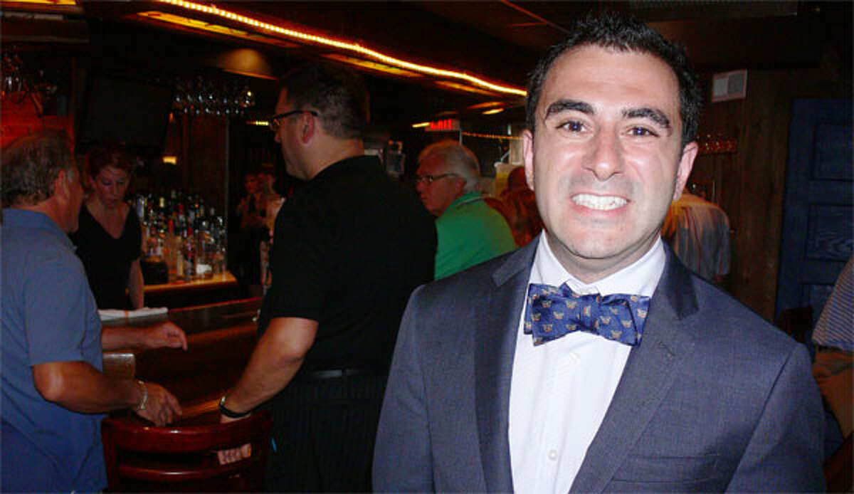 Tom Simonetti at a recent fund-raising event for the Valley Shakespeare Festival, the troupe he helped form that will perform an outdoor Shakespeare play this week in Shelton. Simonetti grew up in Shelton.