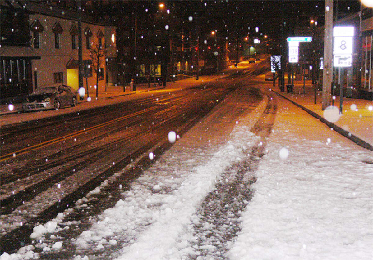 A view of Howe Avenue in downtown Shelton at 1:20 a.m. Tuesday, looking south from Bridge Street toward Center Street.