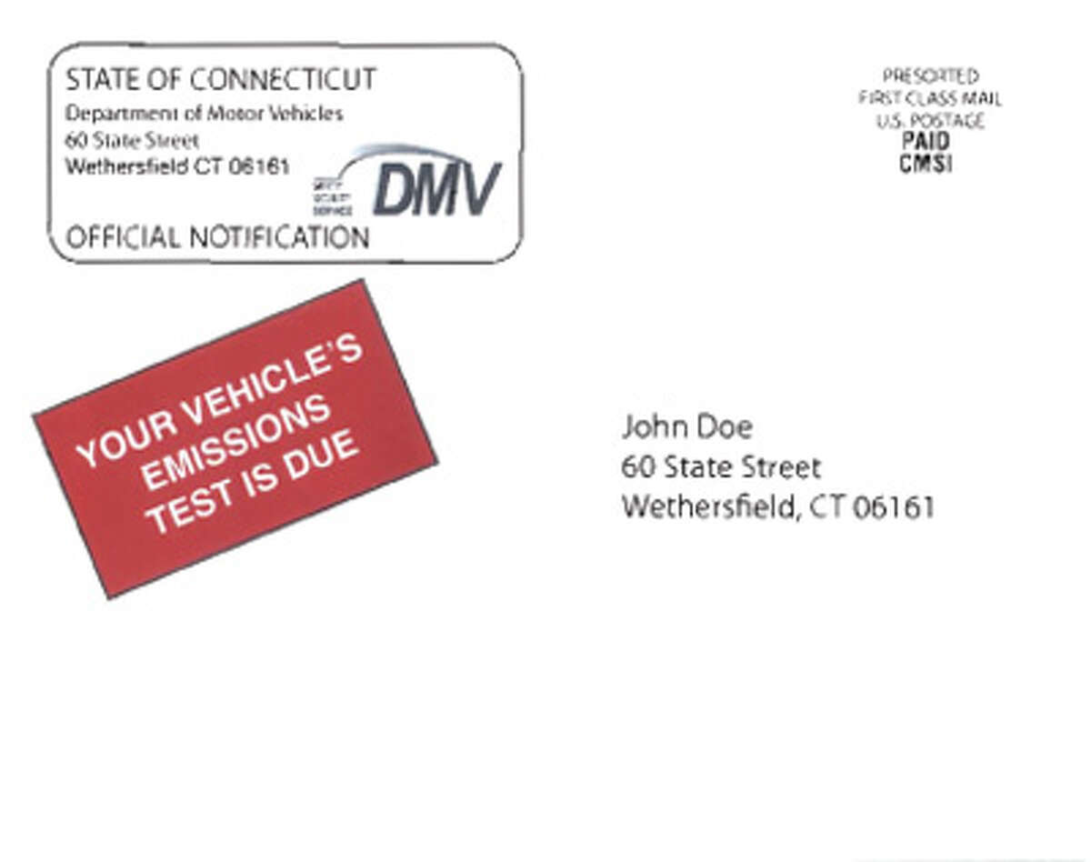 Above: The front of the new DMV emissions test reminder postcard design.