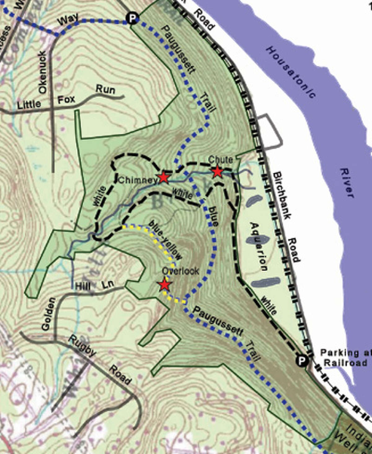 A map of the Birchbank Open Space and trail in Shelton, near Indian Well State Park.