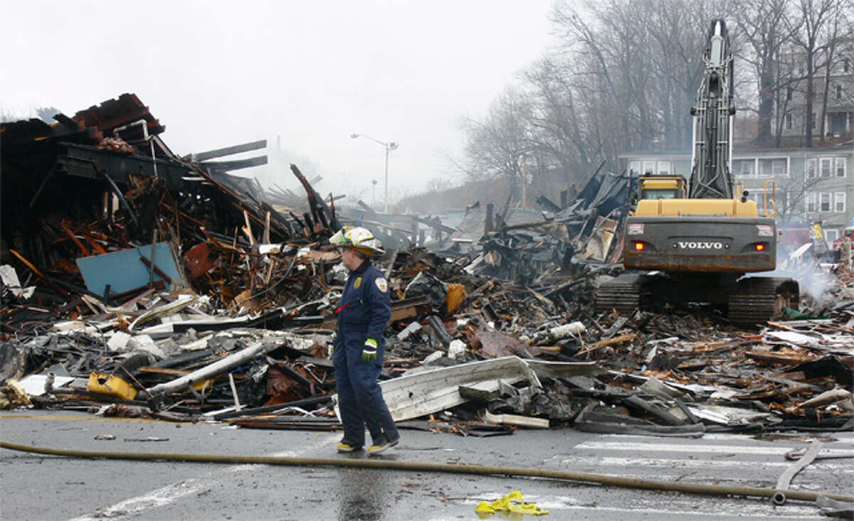 Shelton Fire Marshal James Tortora inspects the Howe Avenue fire scene.