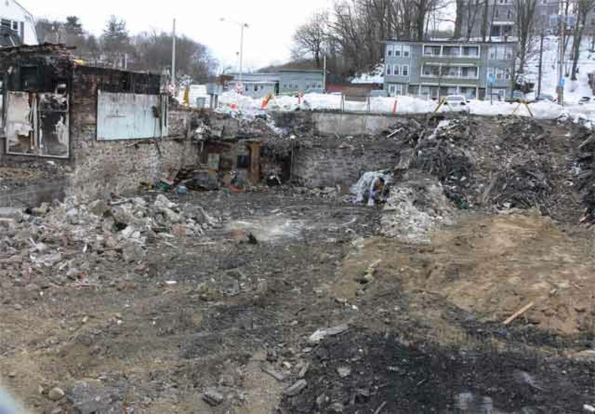 A view of the partial block on Howe Avenue, soon after it was destroyed by a massive fire in January 2014.