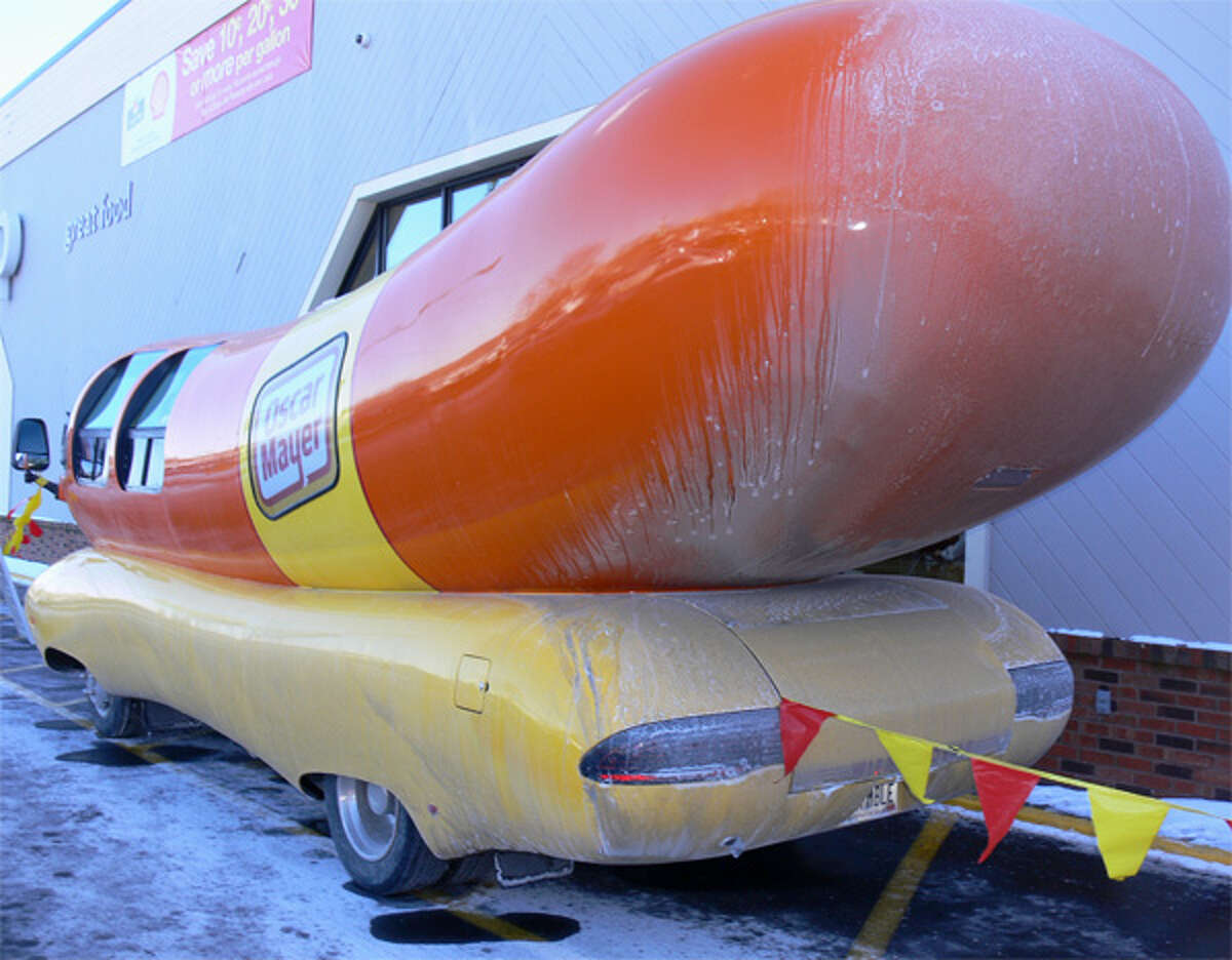 A view of the Oscar Mayer Wienermobile during its visit to Shelton.