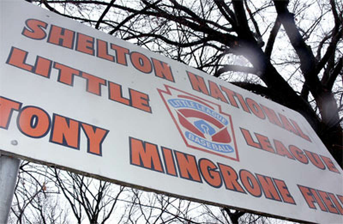 The sign for Tony Mingrone Little League Field at Riverview Park in Shelton. Tony Mingrone died on Dec. 22.