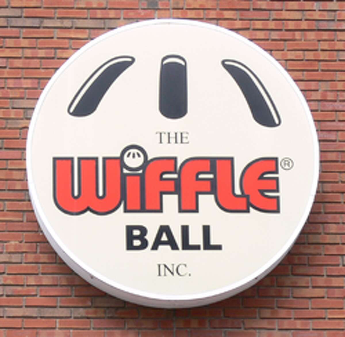 The Wiffle Ball logo on the company’s Bridgeport Avenue factory.