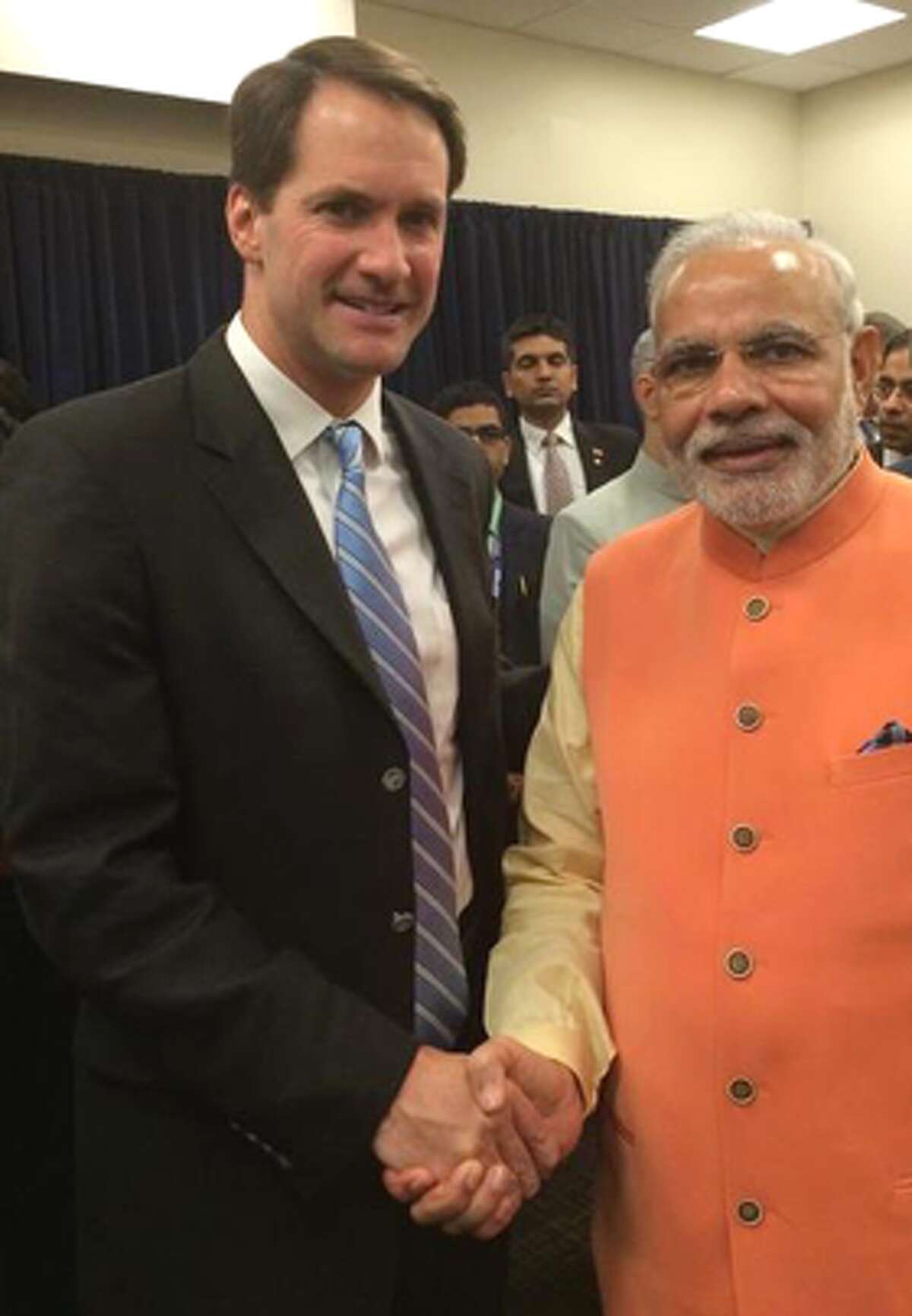 Rep. Jim Himes with India's Prime Minister Narendra Modi, who is on a state visit to the United States after addressing the U.N. General Assembly.
