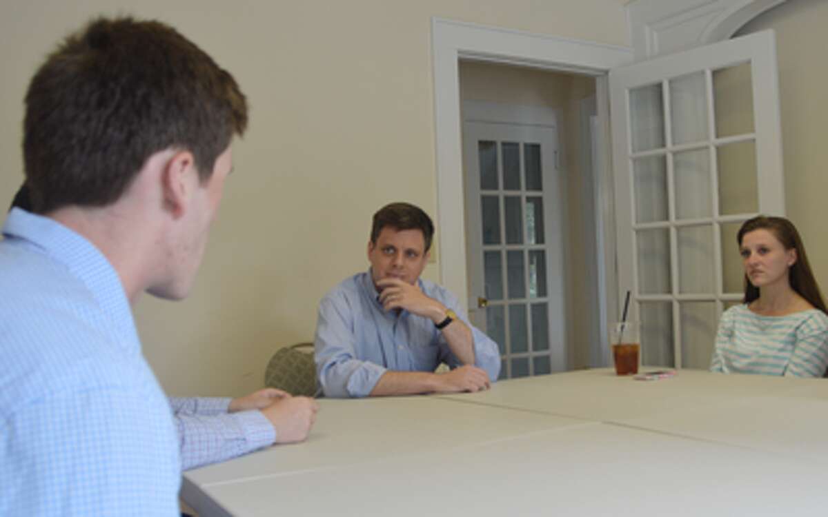 Republican congressional candidate Dan Debicella of Shelton meets with college students and recent college graduates as part of his listening tour.