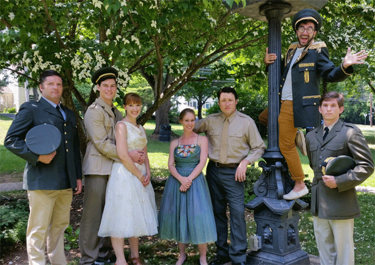 The cast of Valley Shakespeare Festival’s “Much Ado About Nothing” at the Riverwalk in Shelton, where the play will be performed on an outdoor stage.