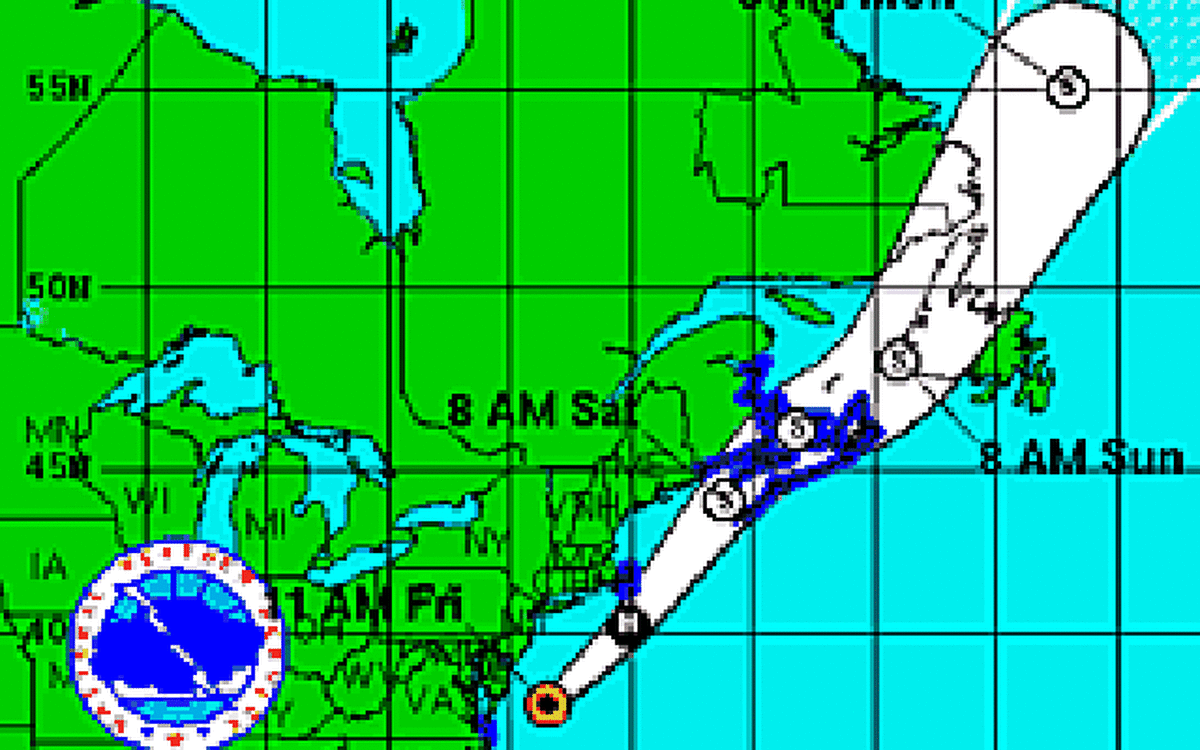 This National Weather Service map shows the expected path of Hurricane Arthur, as of 11 a.m. Friday.