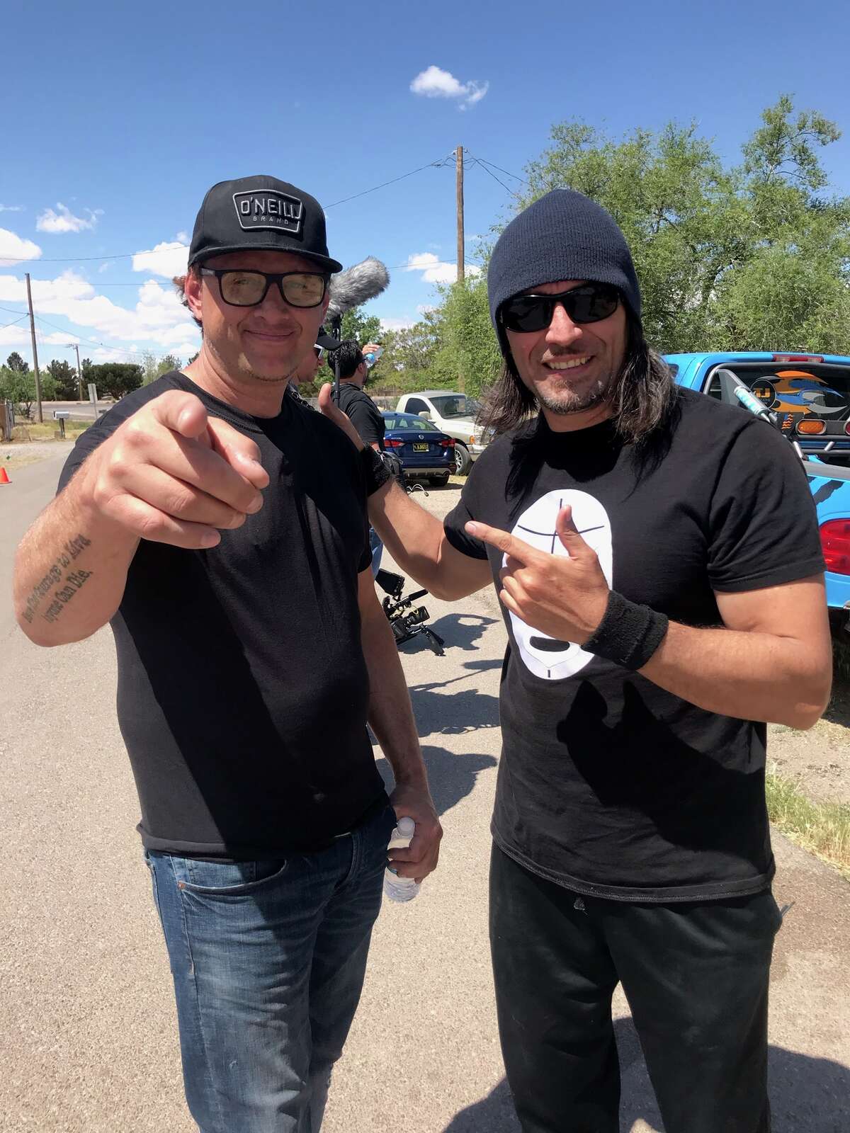 Andy Stapp (left) of Lockney is working on shooting his debut film, which he wrote and will direct – Marfa.