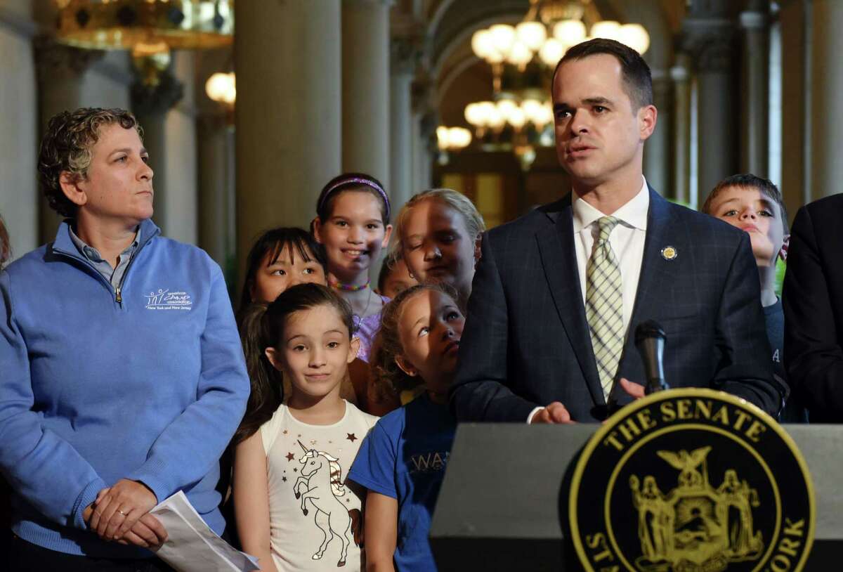 Senator David Carlucci speaks during a press conference on the measles vaccine for summer camp on Thursday, June 6, 2019 at the Capitol in Albany, NY. (Phoebe Sheehan/Times Union)