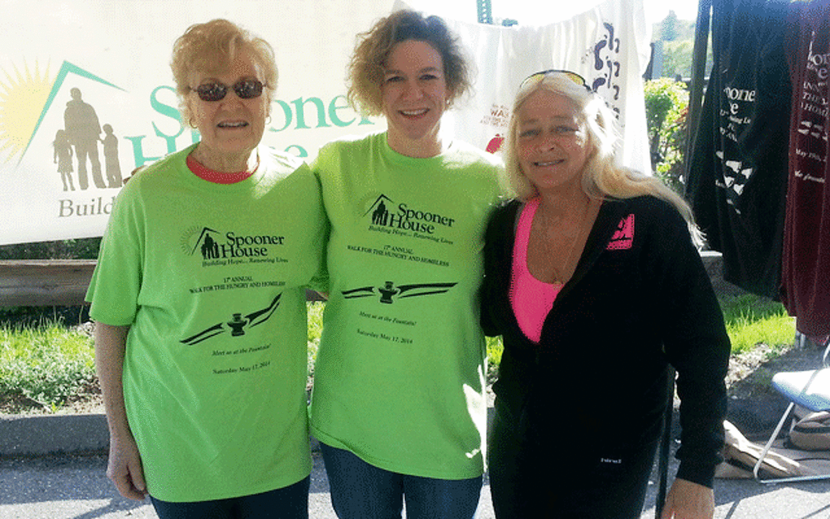 Jan Hissey, board member of the Spooner House board, Susan Agamy, executive director of Spooner House and a walker, Lynn Firmender.
