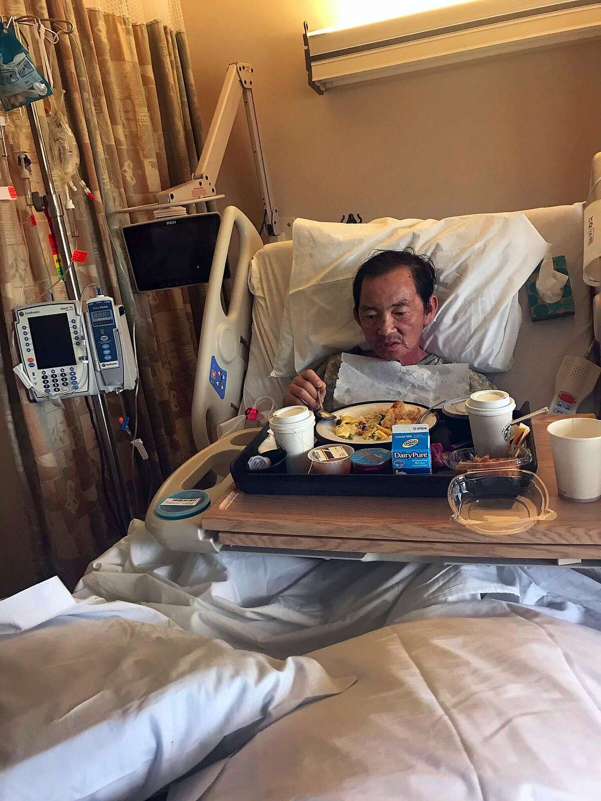 Tu Le of San Jose, is shown hospitalized at Good Samaritan Hospital in San Jose, Calif. on March 30, 2018. Le suffers from a rare form of cancer and a bone marrow transplant could save his life. His two brothers in Vietnam are matches to supply the marrow transplant but they have been denied entry visas to the United States.