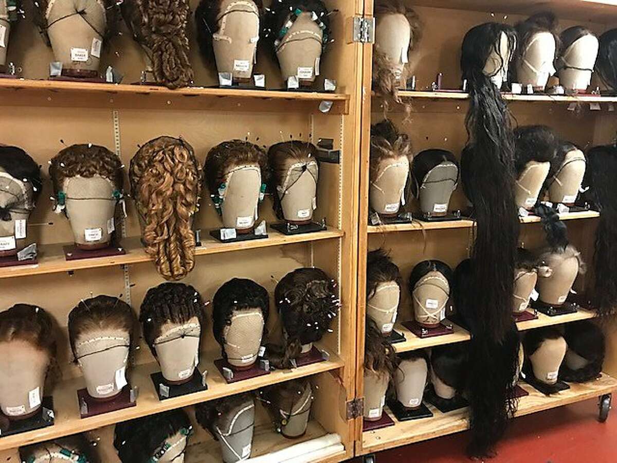 Line-up of wigs at War Memorial Opera House