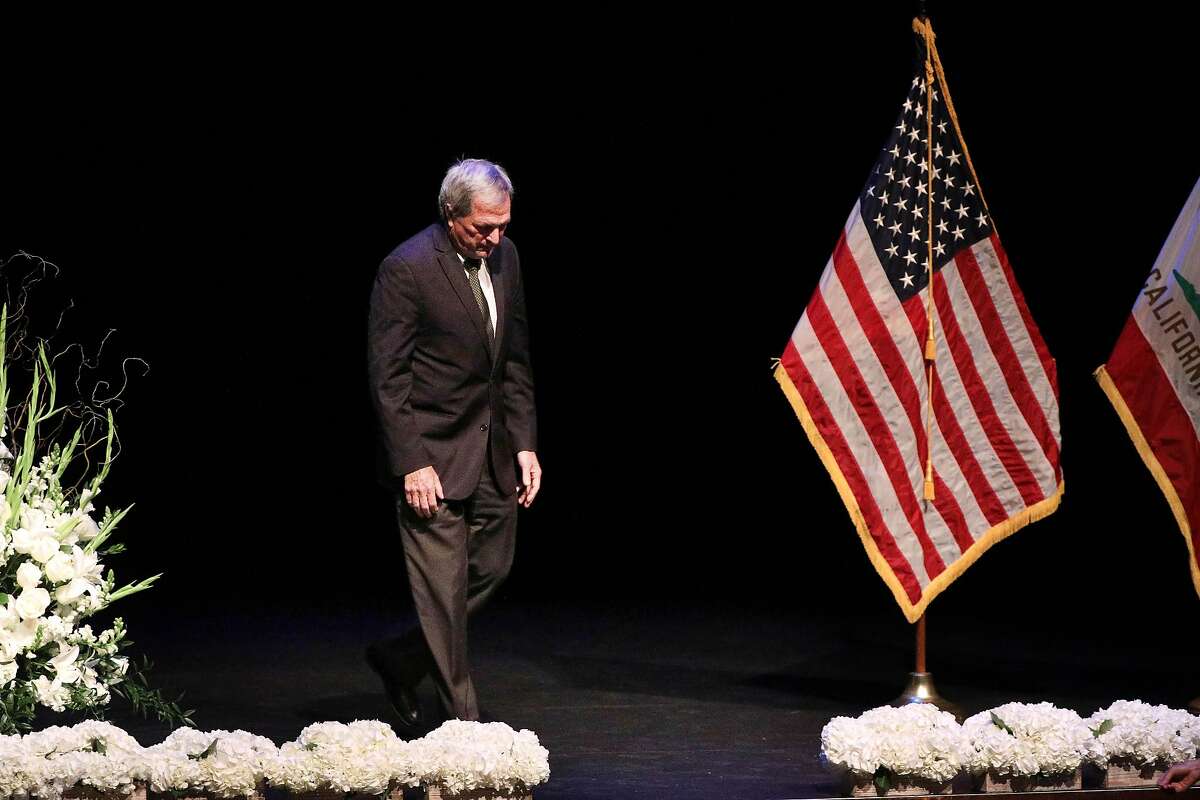 Congressman Mark DeSaulnier leaves the stage after speaking during the memorial service for former congresswoman Ellen Tauscher, at the Lesher Center for the Arts on Thursday, June 6, 2019 in Walnut Creek, Calif.